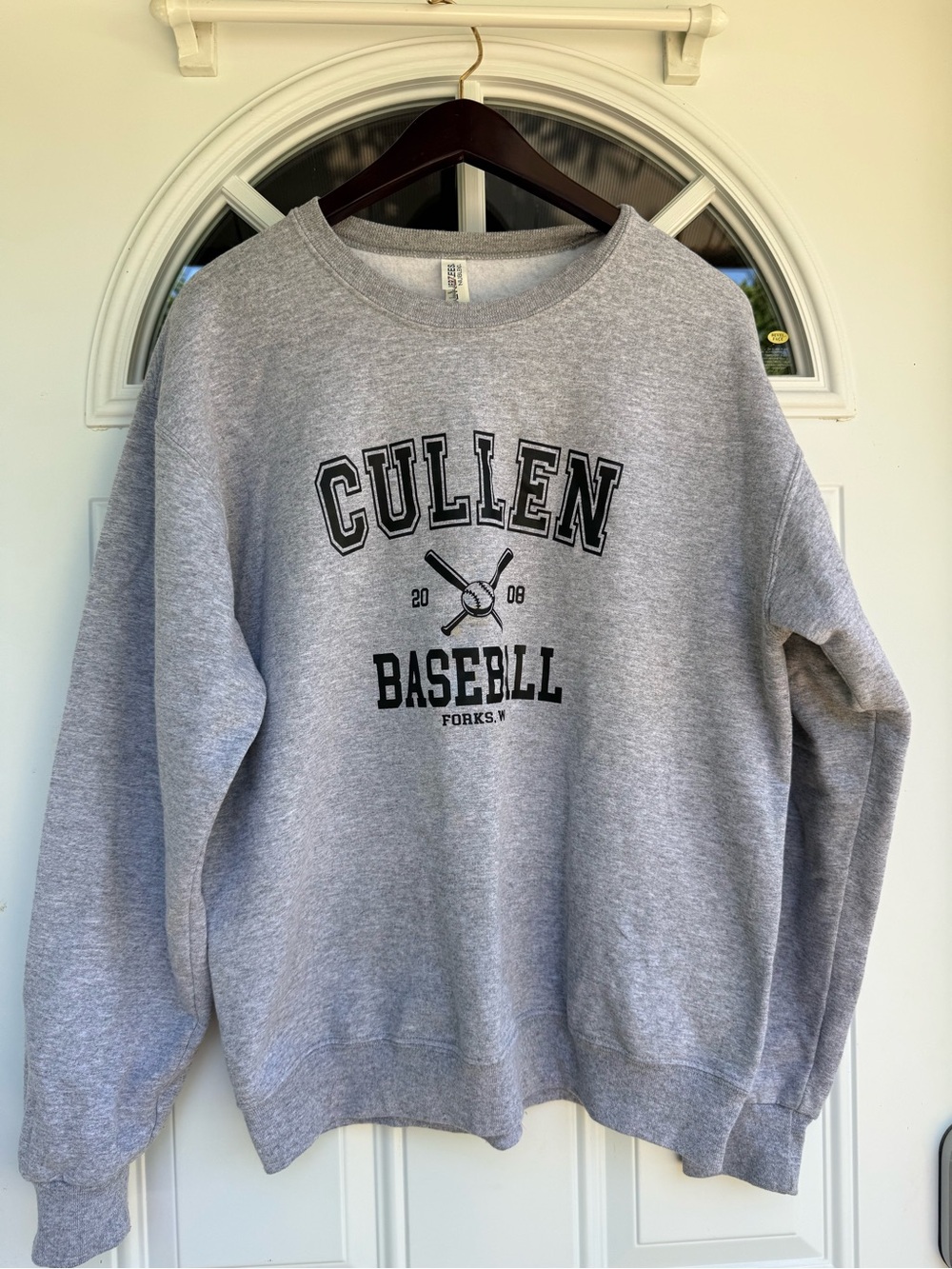 Jerzees Grey Cullen Baseball Crewneck Sweatshirt